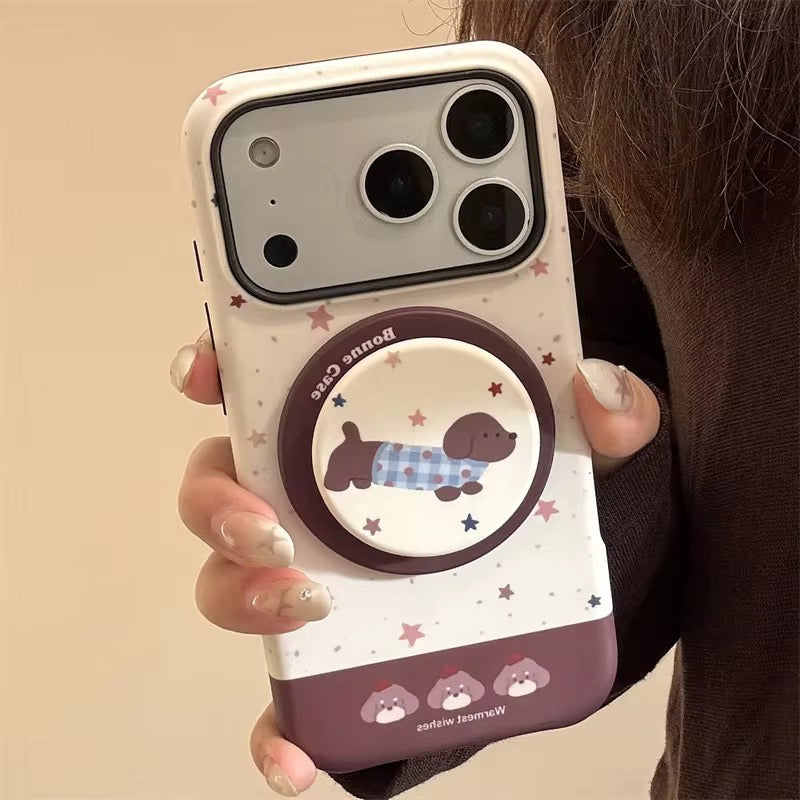 Charming Puppy Star iPhone Case with Grip – Cute & Durable Daily Style