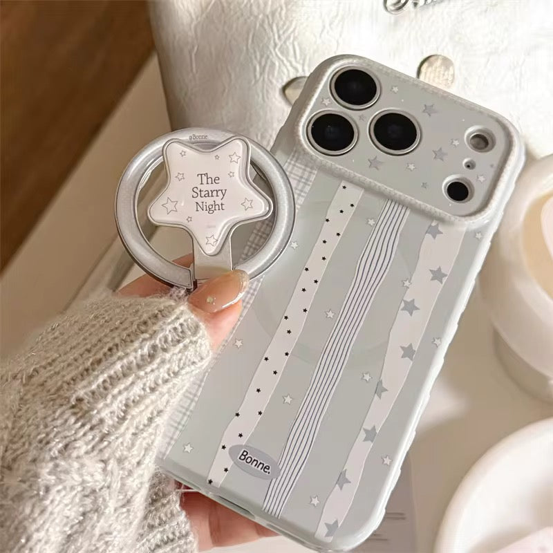 Starry Pattern iPhone Case with Ring Holder – Clean Look & Easy Grip