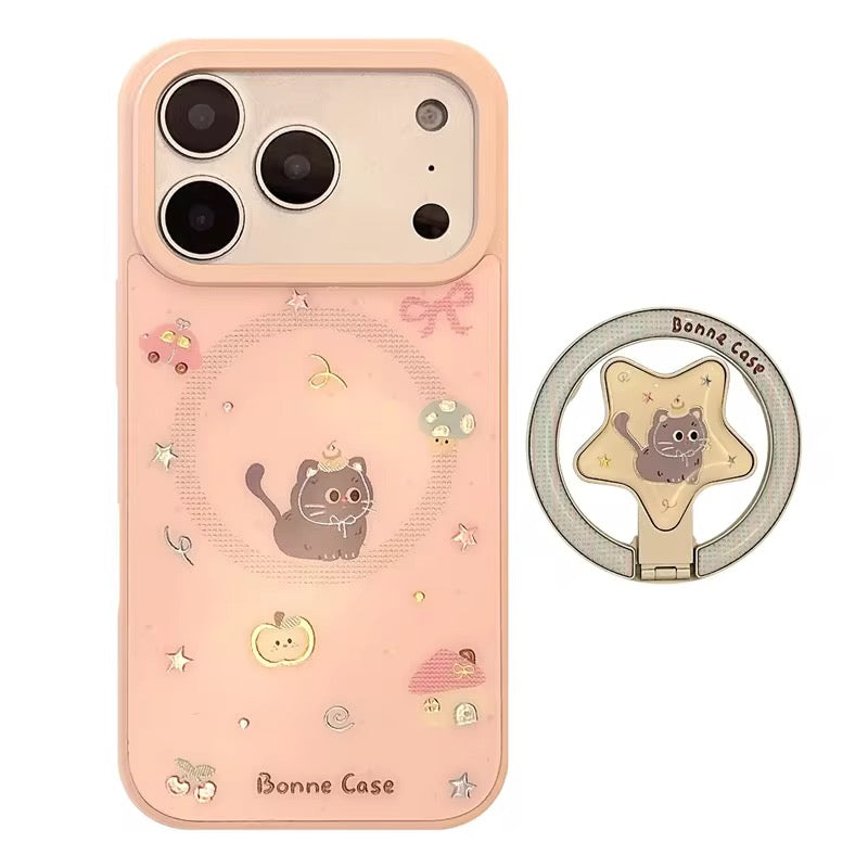 Cute Pink iPhone Case with Star Grip – Sweet Design & Handy Hold