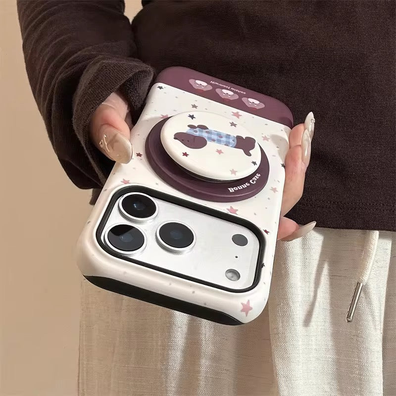 Charming Puppy Star iPhone Case with Grip – Cute & Durable Daily Style