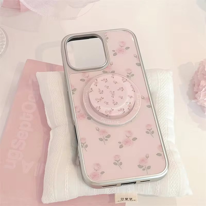 Elegant Blush Floral Ring Phone Case – Chic Style with Perfect Grip