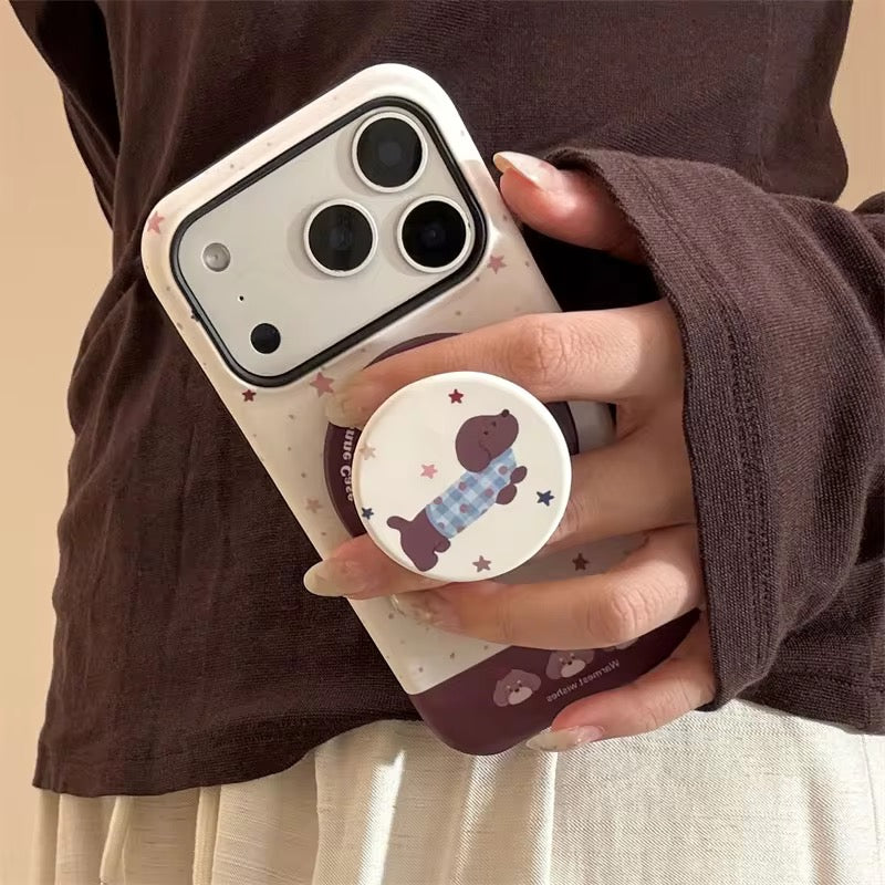 Charming Puppy Star iPhone Case with Grip – Cute & Durable Daily Style