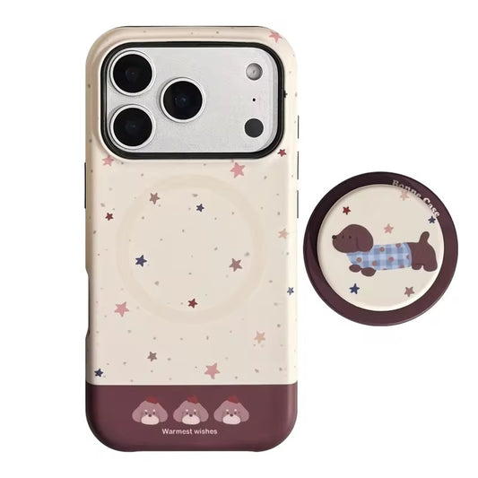Charming Puppy Star iPhone Case with Grip – Cute & Durable Daily Style