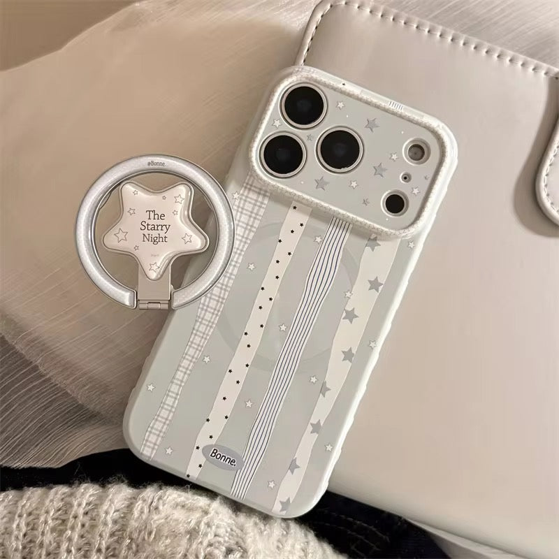 Starry Pattern iPhone Case with Ring Holder – Clean Look & Easy Grip