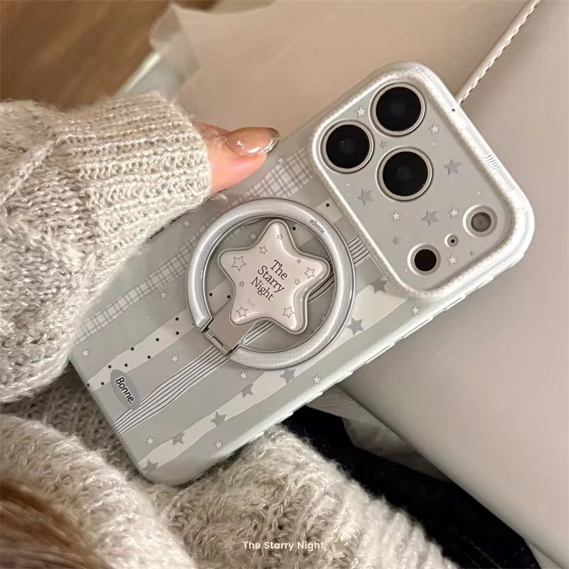 Starry Pattern iPhone Case with Ring Holder – Clean Look & Easy Grip
