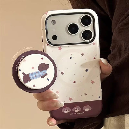 Charming Puppy Star iPhone Case with Grip – Cute & Durable Daily Style