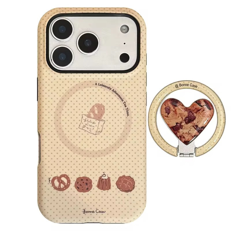 Creamy Dessert Heart iPhone Case with Ring Stand – Cute & Classy Design