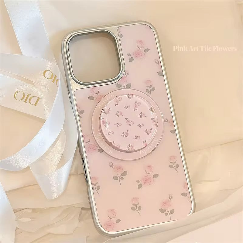 Elegant Blush Floral Ring Phone Case – Chic Style with Perfect Grip