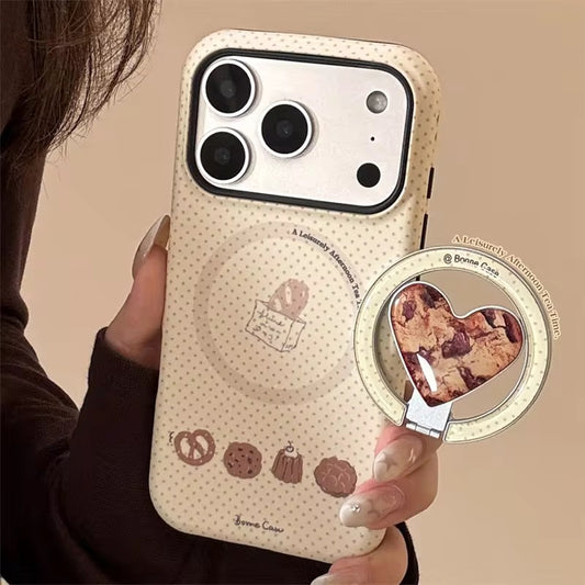 Creamy Dessert Heart iPhone Case with Ring Stand – Cute & Classy Design