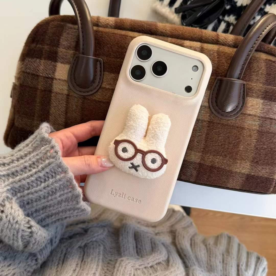 Stylish Plush iPhone Case with Bunny Grip – Soft Touch & Unique Appeal