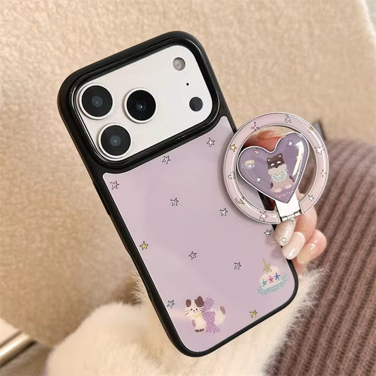 Charming Purple Phone Case with Cute Art & Handy Ring Grip