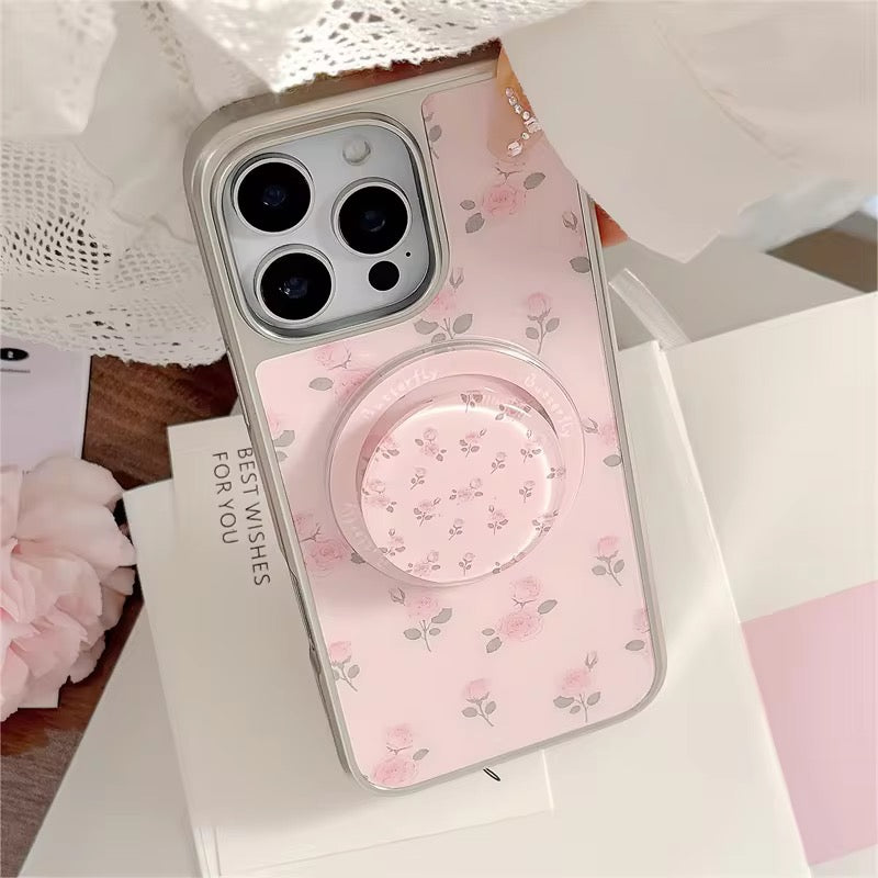 Elegant Blush Floral Ring Phone Case – Chic Style with Perfect Grip