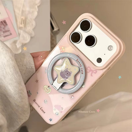 Cute Pink iPhone Case with Star Grip – Sweet Design & Handy Hold