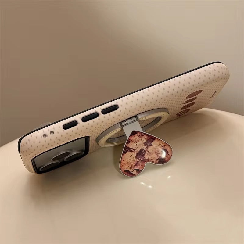 Creamy Dessert Heart iPhone Case with Ring Stand – Cute & Classy Design
