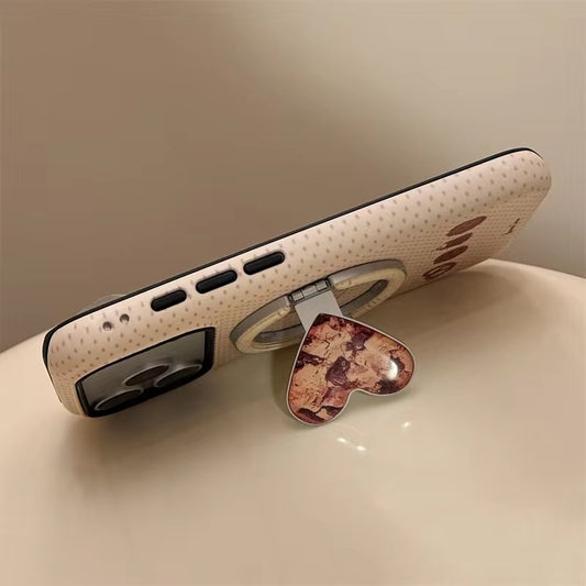 Creamy Dessert Heart iPhone Case with Ring Stand – Cute & Classy Design