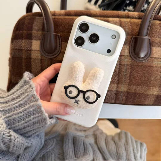 Stylish Plush iPhone Case with Bunny Grip – Soft Touch & Unique Appeal